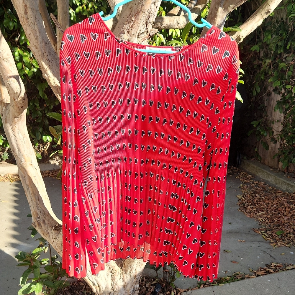 Rose & Olive Red Pleated Blouse with Relaxed Fit